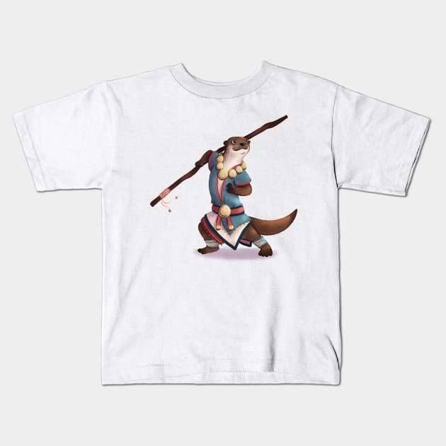 Monk Otter Kids T-Shirt by Melissa Jan